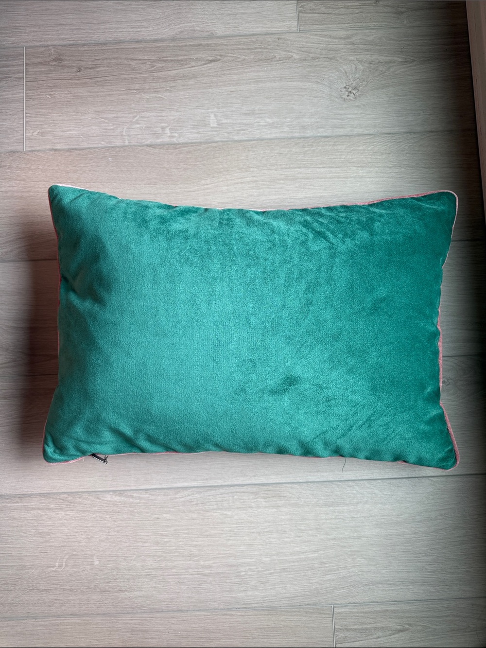 Green velvet throw pillow
